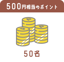 500円相当のポイント 50名